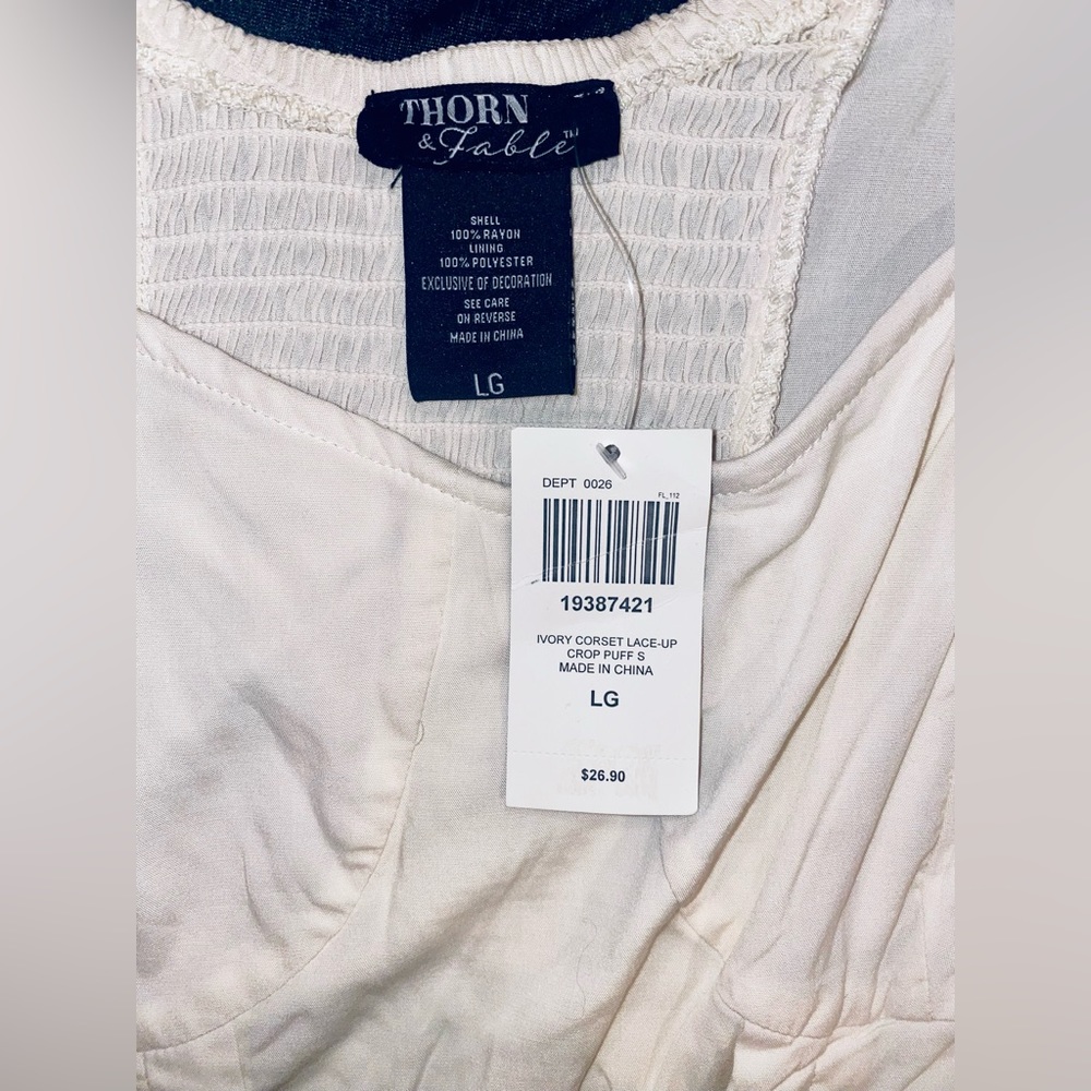 Hot Topic Ivory Corset Lace-Up Girls Crop Top - Picture 6 of 8